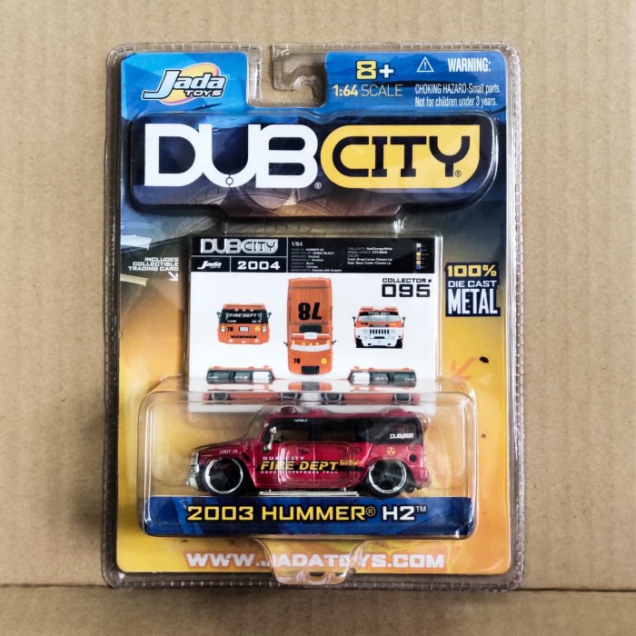 Jada Dub City 2003 Hummer H2 Merah with Trading Card Included