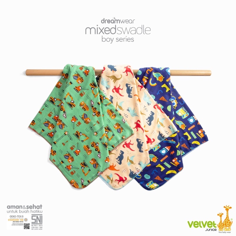 Velvet Junior Bedong GREAT ADVENTURE /VELVET Bedong Mix  BOY- Bedong bayi/baby bedong/perlengkapan bayi