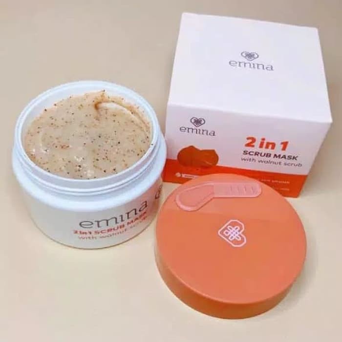 Emina 2 in 1 Scrub Mask 50 ml - Masker Eksfoliasi Wajah Mencerahkan Melembabkan Rumah Cantik 354