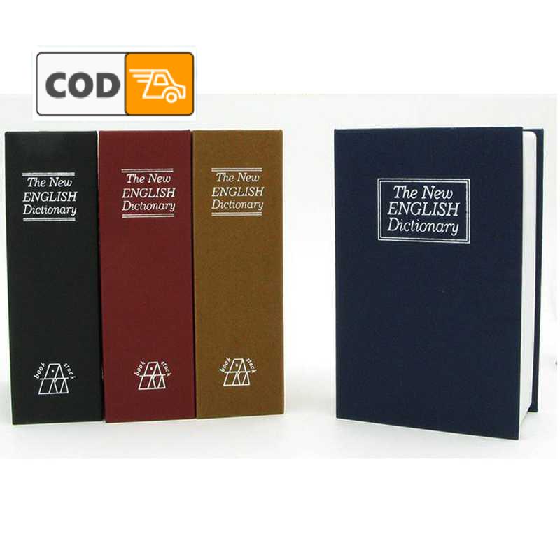 Brankas Buku Kamus Kunci Password Kotak Uang Emas Mini Kecil Tempat Penyimpanan Organizer Bahan Besi