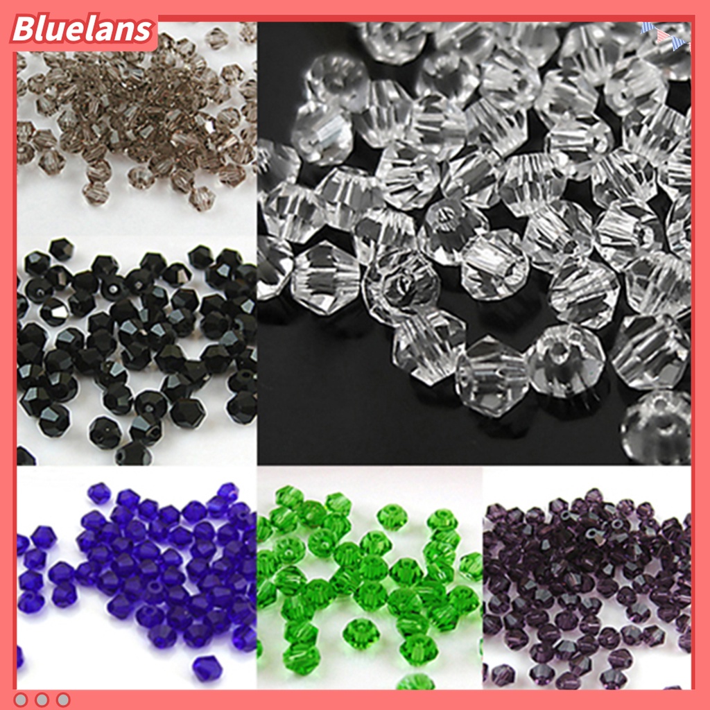 100pcs / Set Manik-Manik Spacer Longgar Bentuk Bicone 4mm Untuk Perhiasan