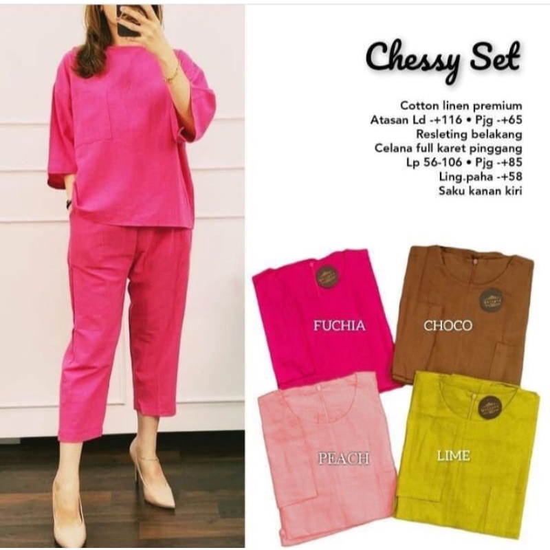 chesy set linen wanita