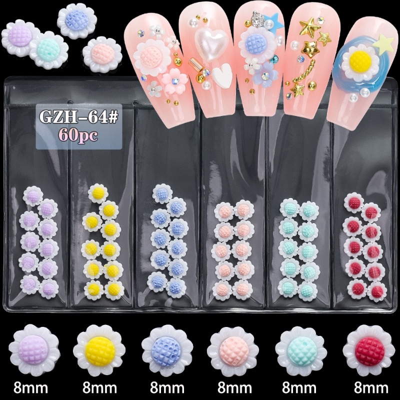 Siy 3D Bunga Kuku Hati Dekorasi Kuku Nail Art Rhinestones Flower Nail Art Charms