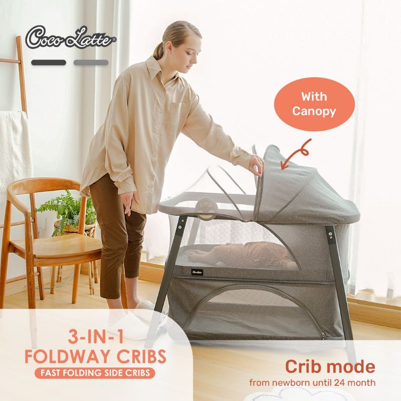 Box Tempat Tidur Ranjang Bayi Cocolatte 8868 3 in 1 Foldway Cribs Fast Folding Side Cribs