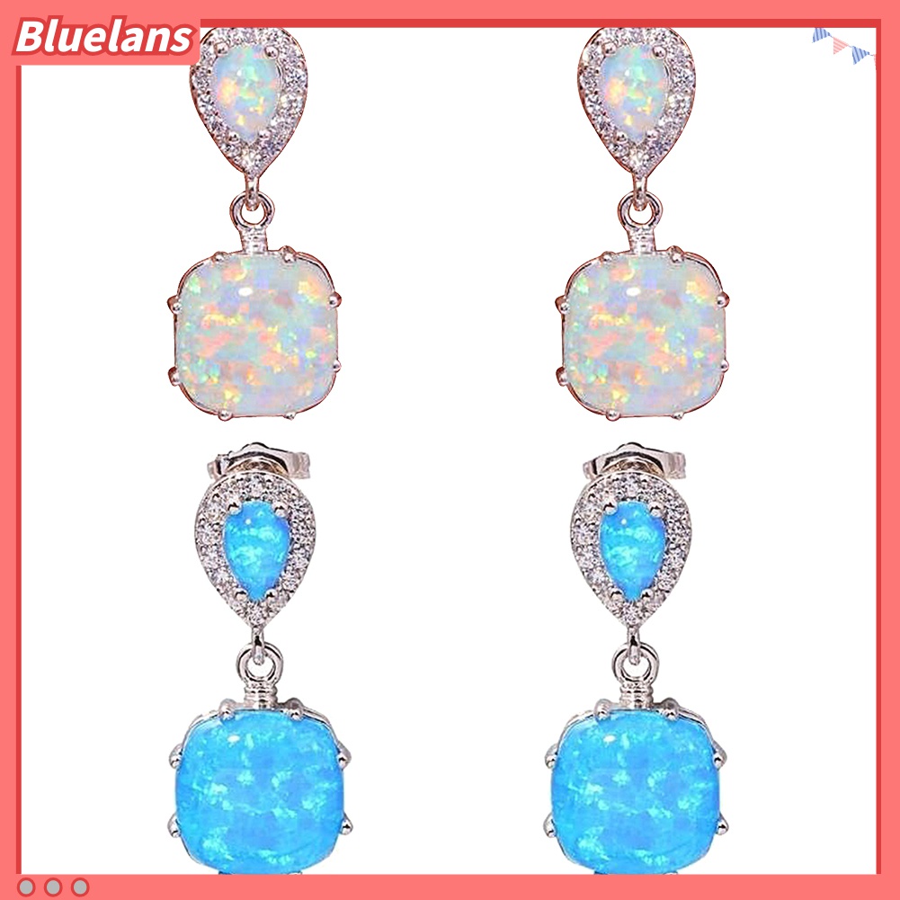 Anting Stud Hias Liontin Opal Api Untuk Wanita