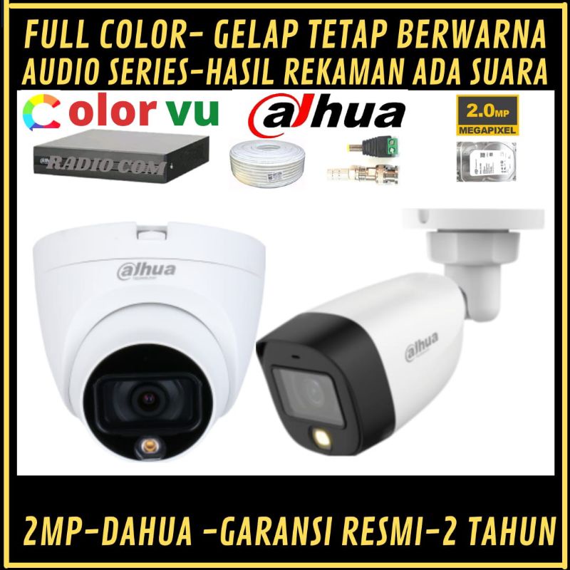 PAKET CCTV DAHUA 2MP FULL COLOR 4 CHANNEL 2 KAMERA AUDIO SERIES COLORVU