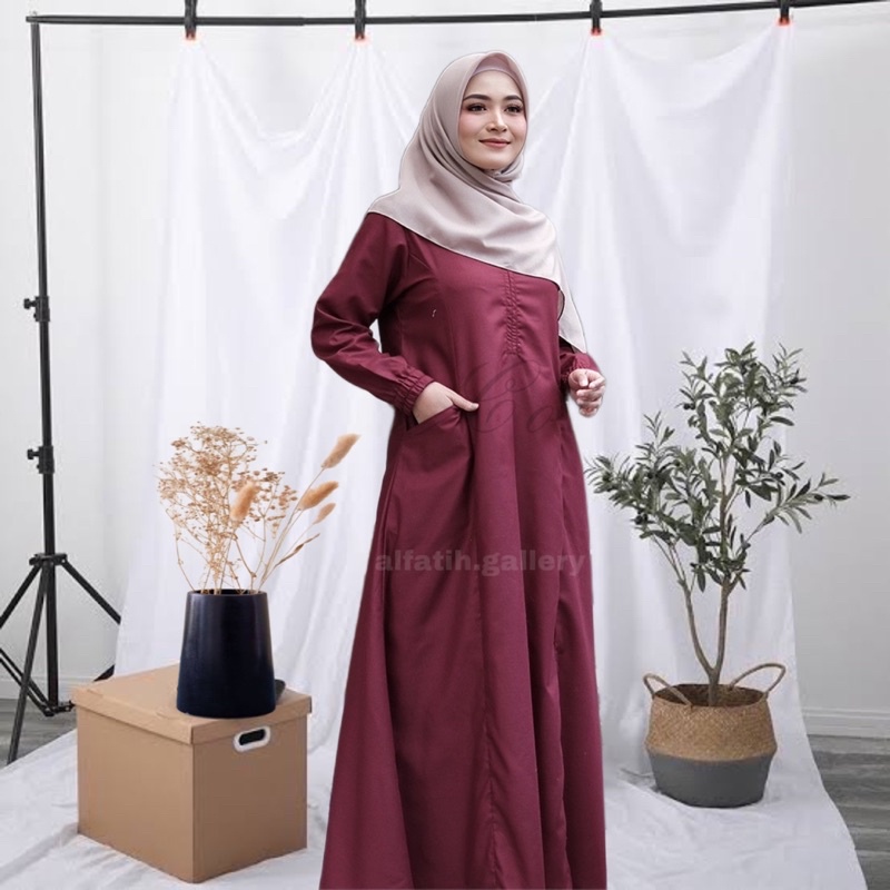 gamis polos elegan terbaru bahan katun toyobo fodu gamis busui