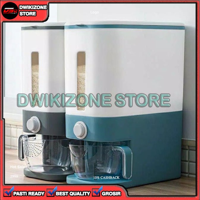 [GROSIR] DISPENSER BERAS 12KG TEMPAT BERAS RICE BOX OTOMATIS DENGAN WADAH PENCUCI BERAS