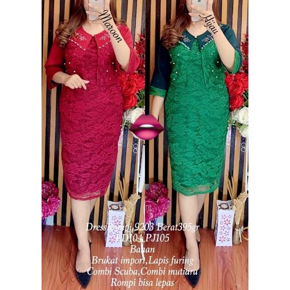 DRESS ROMPI BRUKAT 9203 IMPORT COMBI SCUBA MUTIARA