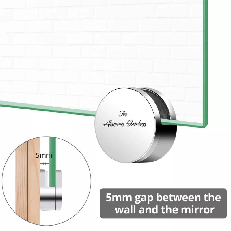 GLASS CLIP/KLEM PENJEPIT KACA CERMIN DINDING/MIRROR HOLDER SILVER
