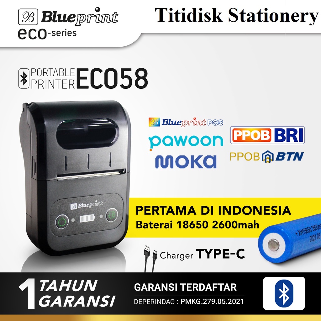 Portable Printer Thermal Mini Bluetooth BLUEPRINT ECO58