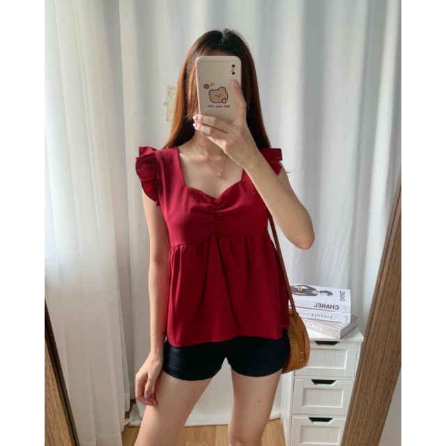 BEFAST - ZFS OOTD Blouse NABILA / YOONA SHAKILA CUTE TOP / Blouse Wanita Model Terbaru / Pakaian Kekinian Remaja ABG / Blouse Lengan Kupu-Kupu / Fashion Wanita Casual / Atasan Lengan Pendek / Blouse Polos Formal / Outfit Wanita Modis