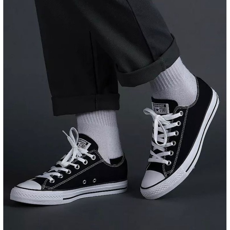 (BISA COD) SEPATU CONVERSE ALLSTAR CLASSIC LOW BLACKWHITE PREMIUM