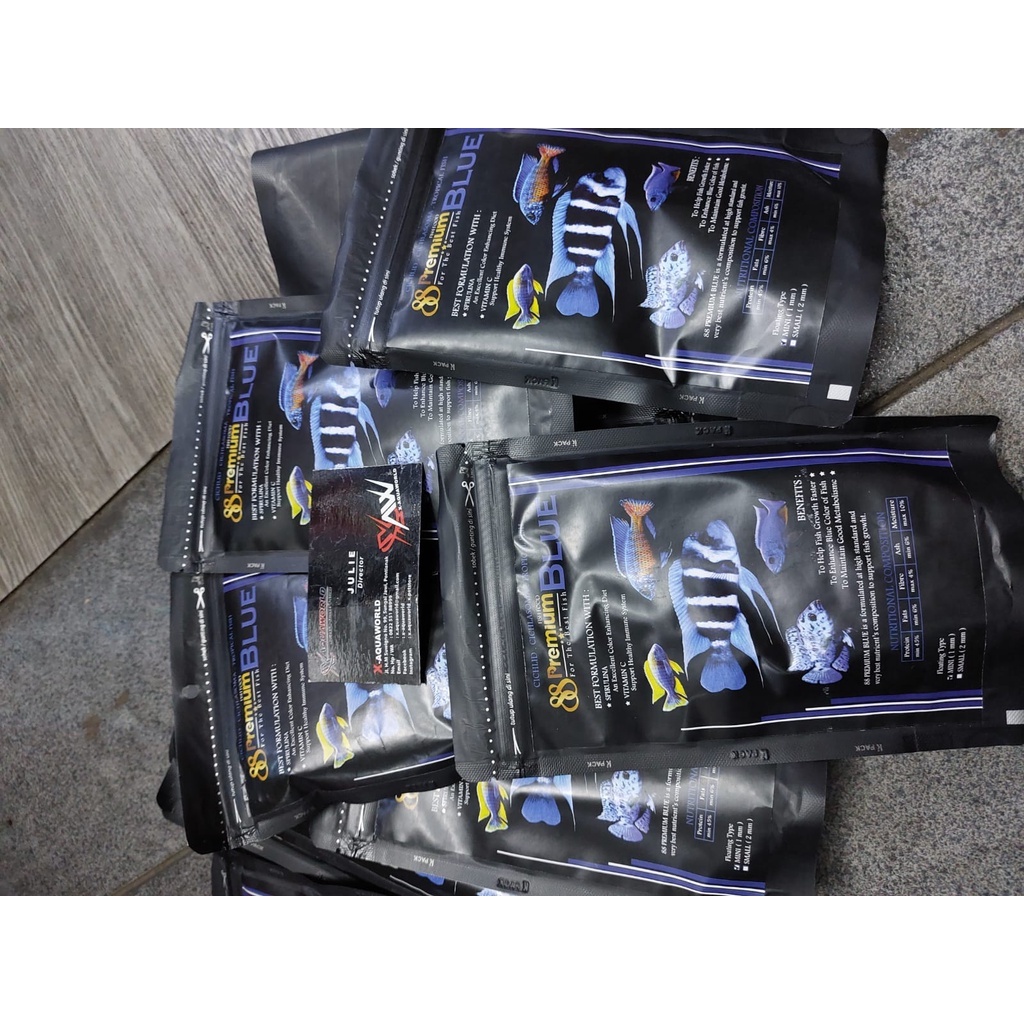 88 PREMIUM - Makanan ikan - premium Blue - Floating ( 1mm ) - 100g