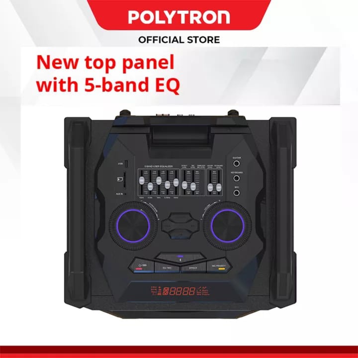 Polytron Speaker Portable Free 2 Mic Wireless PTS 12KF25 PTS12KF25 Trolley