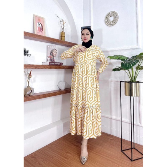 Midi dress rayon premium terbaru kekinian 2022 ori / midi dress wanita dewasa kekinian 2022 / midi dress wanita kekinian 2022 import / midi dress rayon premium terbaru