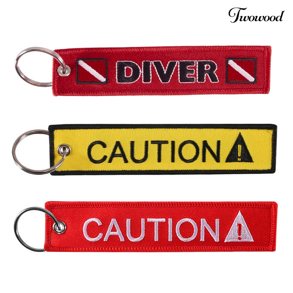 Twowood Gantungan Kunci Motif Tulisan CAUTION DIVER