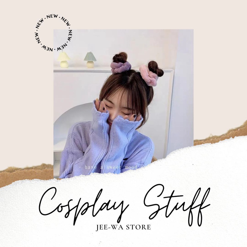 [ JEE - WA ] Scrunchie Jumbo Ikat Rambut Korea Jepang Cosplay Lolita Ikat Rambut Bulu Korea