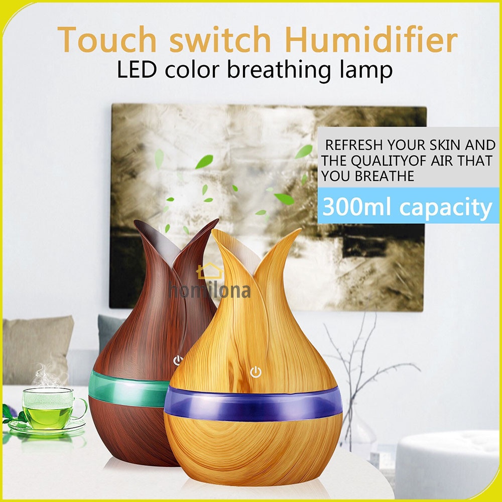Air Humidifier Aromatherapy Oil Diffuser Wood Design 300ml JUTAOHUI  YX-188 Wooden Dark Brown