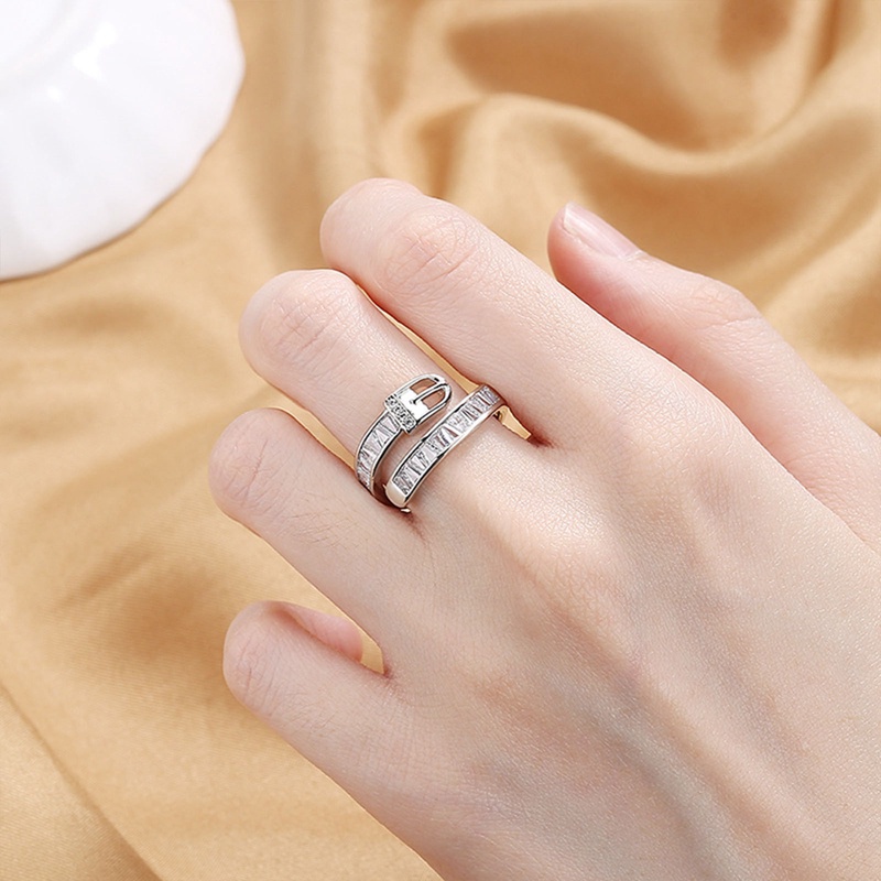 Fancyqube Cincin Rantai Bahan Logam Hias Kristal Zirkon Bling Dapat Disesuaikan Untuk Wanita
