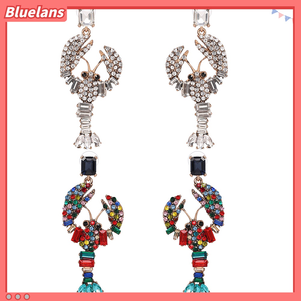 Anting Stud Liontin Lobster Aksen Berlian Imitasi Bling Untuk Wanita