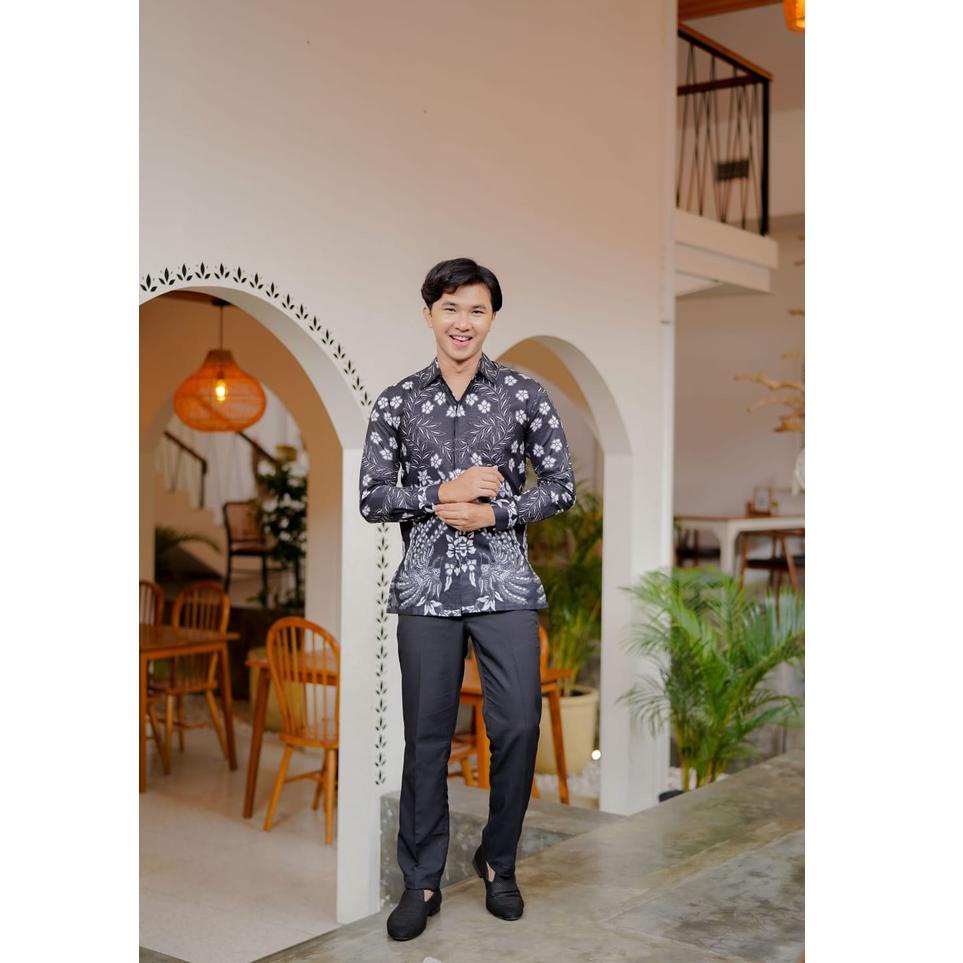 MAD.18Oc22ᴱ ▪ SET BATIK COUPLE KINAN HITAM (KEMEJA BATIK, ROK BATIK DAN SLENDANG, ATASAN) BAJU KONDA