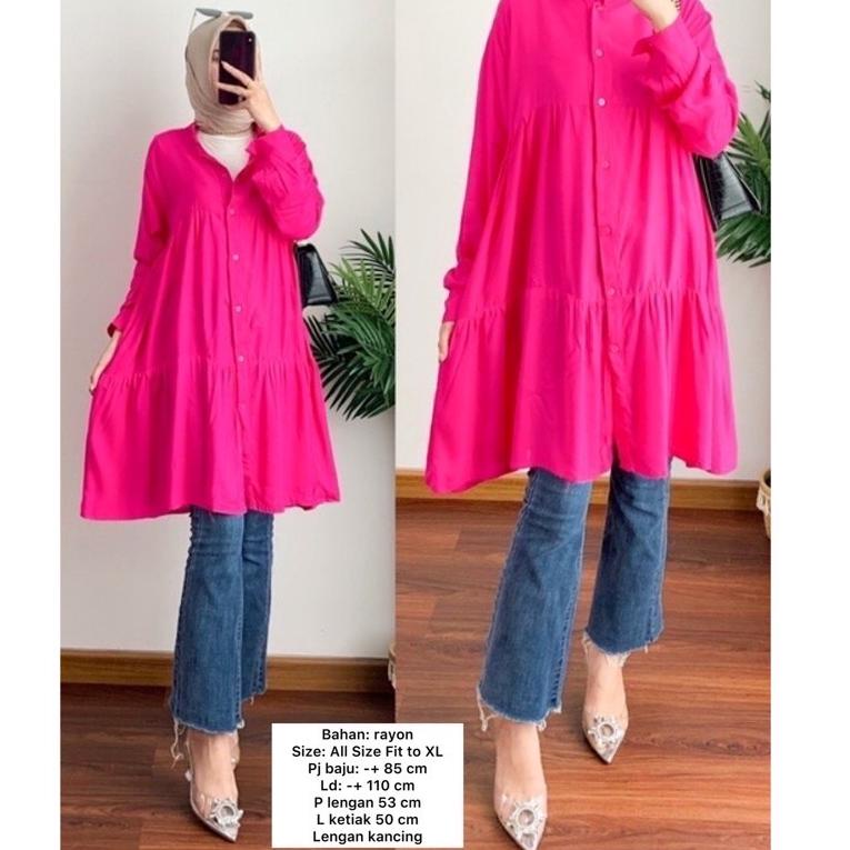{GYD.18Oc22n} Tunik Rayon Viscose  Premium / Long Tunik Rayon / Tunik Polos / Tunik Rayon Crincle
