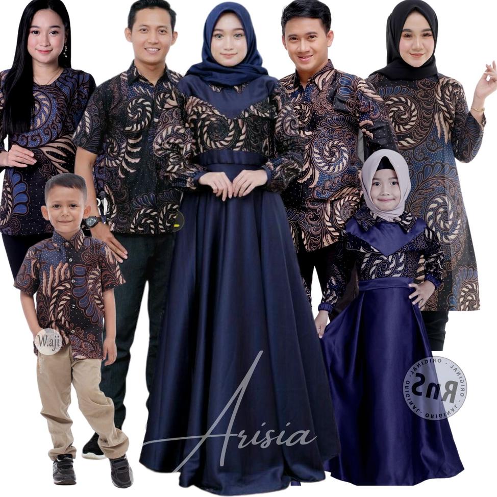 {BAM.18Oc22d} Batik couple keluarga modernset couple batik keluarga gamis jumbo velvet navy / Baju c