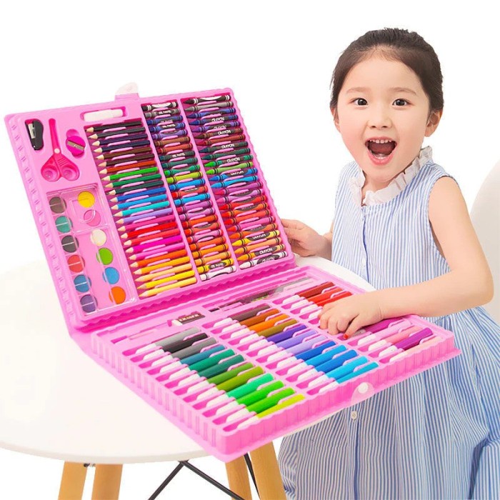 

crayon set 208pcs/krayon mewarnai anak - Crayon 208