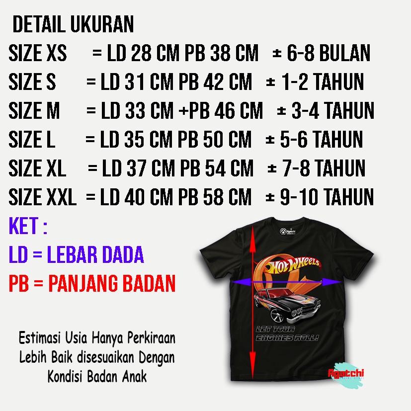 Baju Kaos Atasan Anak Laki - Laki Motif Hotwheels - Engines Roll