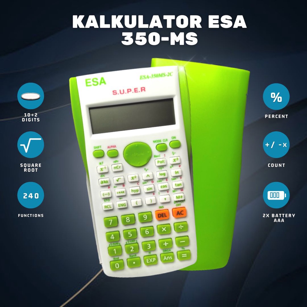 Kalkulator Sekolah 350ms / Scientifik / Fisika / Kimia / Matematika / 350 Esa Warna