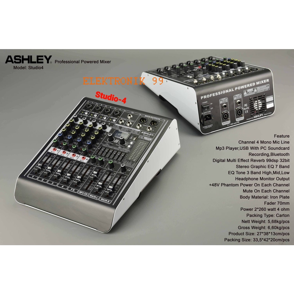 Power Mixer 4 channel Ashley Studio 4 Garansi Resmi