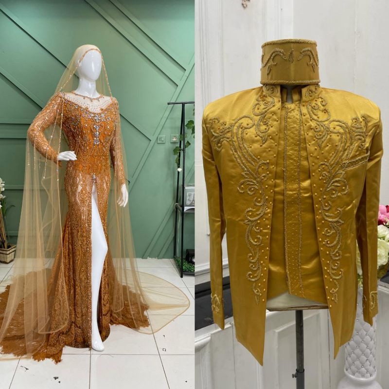 COUPLE KEBAYA PRANCISAN MODERN//KEBAYA MODEL TERBARU FULL PAYET //KEBAYA AKAD MEWAH