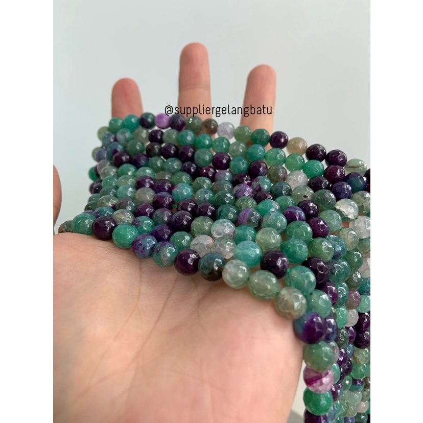 batu FLUORITE QUARTZ CUTTING 8mm KUARSA hijau ungu florite akik bening