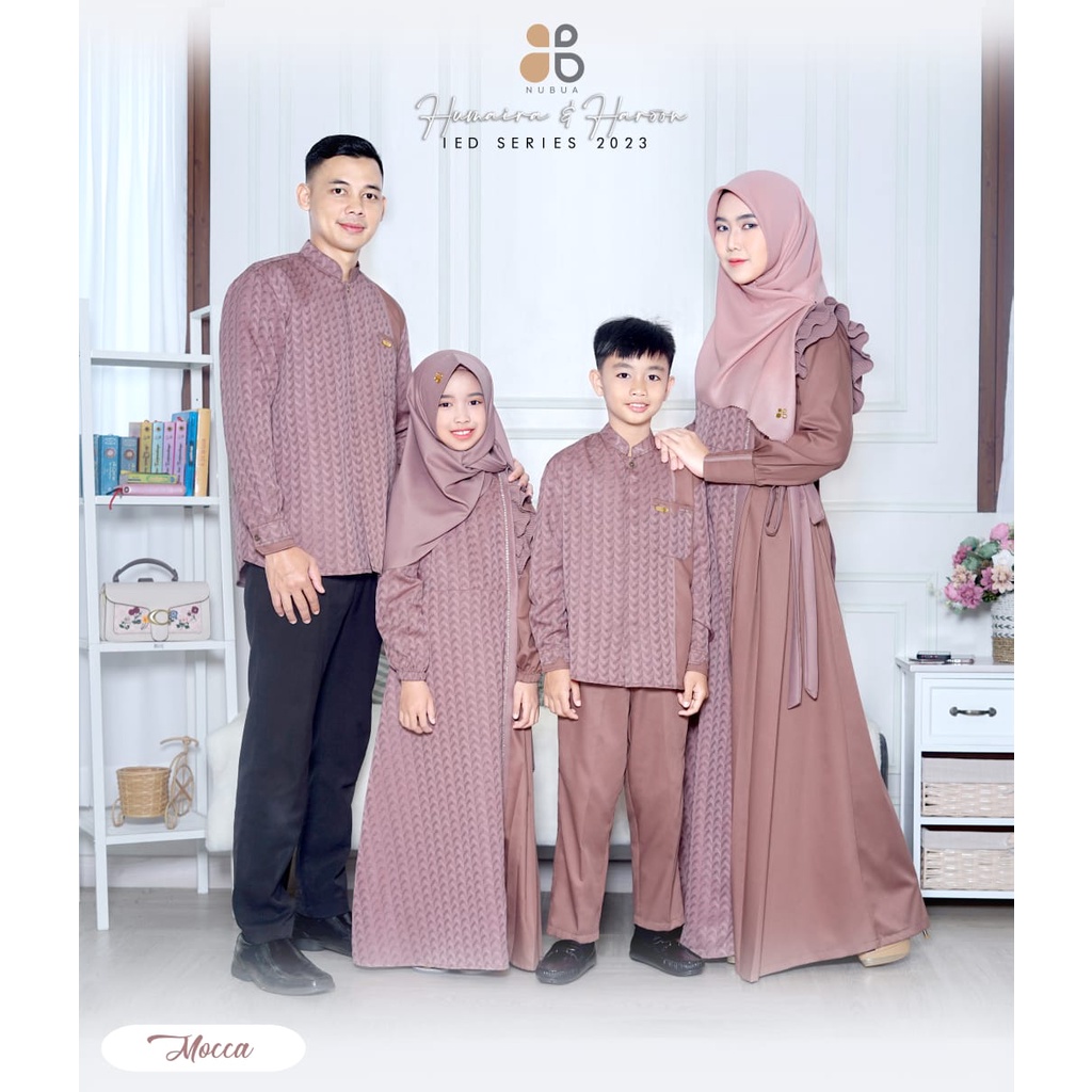 Sarimbit Keluarga Nubua Humaira & Harun Mocca - Baju Couple Gamis Koko