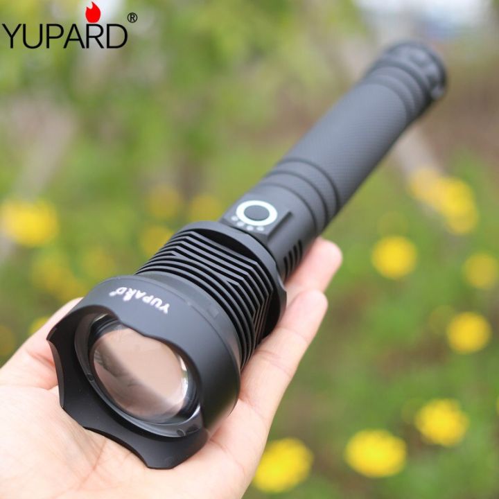 Senter LED USB Recharge XHP90.2 Zoom Super Terang Lengkap Cas+Baterai 2 PCS Senter Swat  200000w Sen