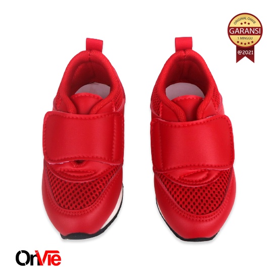 Sepatu Olahraga Anak Laki-laki Polos Warna Hitam Putih Merah Onvie