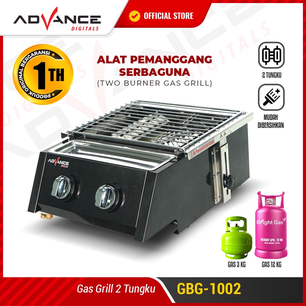 Advance GBG 1002 Kompor Gas Tungku Model Bakar Panggang 2 Tungku Garansi 1 tahun grill bakar sosis