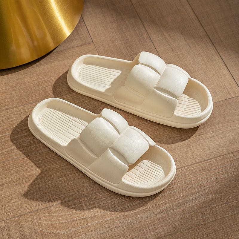 Dejavu Sendal Wanita Terbaru Jelly Karet Sandal Slop Flat Rumahan Empuk Elastis Sendal Anti Slip HSN109-101 Putih