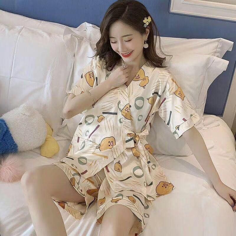 PIYAMA IMPORT HOTPANTS KIMONO SATIN SUTRA PIYO PIYO