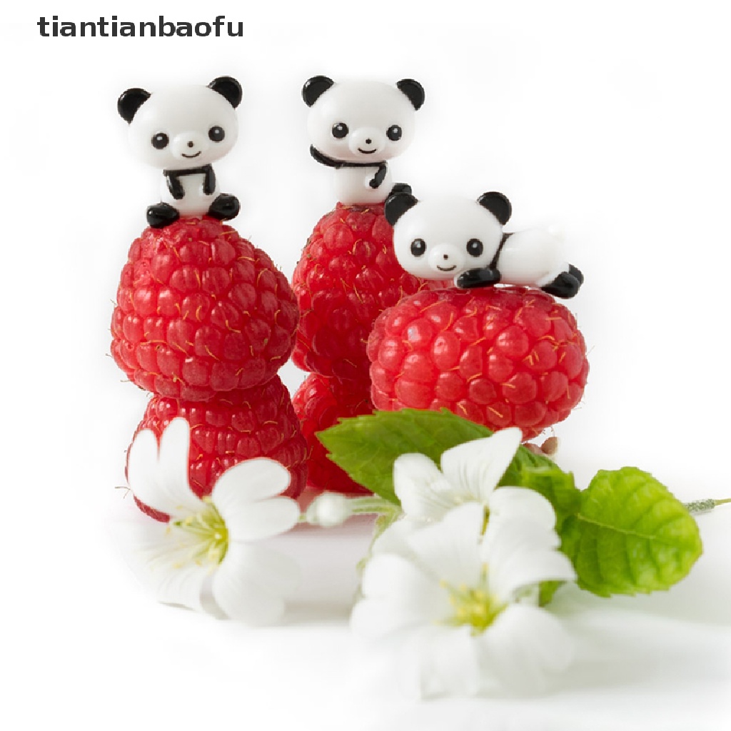 8pcs / set Garpu Buah / Snack / Dessert Mini Desain Kartun Panda Untuk Anak