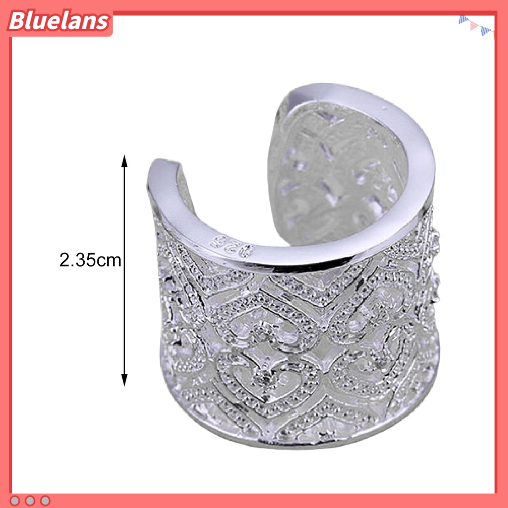 Bluelans Finger Ring Hollow Adjustable Rhinestones Tiny Open Hearts Ring
