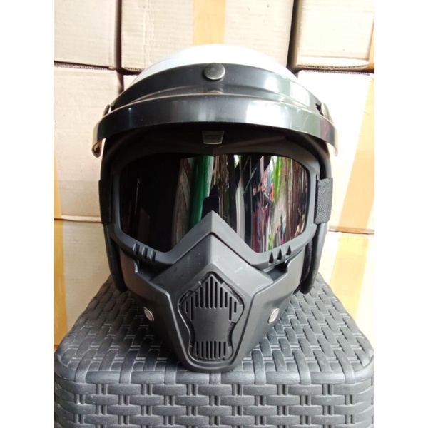 (bisa COD)HELM BOGO GREY SOLID Ful Leher,SNI