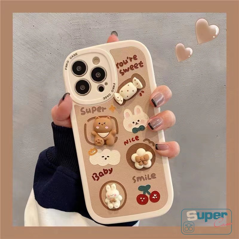 Sweet Case Realme C30 C55 C35 C15 C25 C25Y C31 C21Y C25s C12 10 PRO+8 8i 9i C11 GT C20A C3 C21 C17 C20 8Pro 6i 5i 6 5s 5mainan Boneka 3D Kartun Lucu Beruang Kelinci Permen Sarung Soft Cover