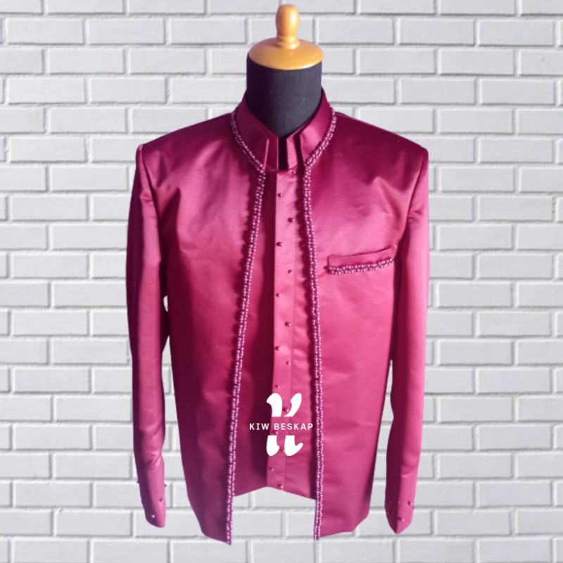 Beskap Pengantin / Baju Akad Warna Maroon