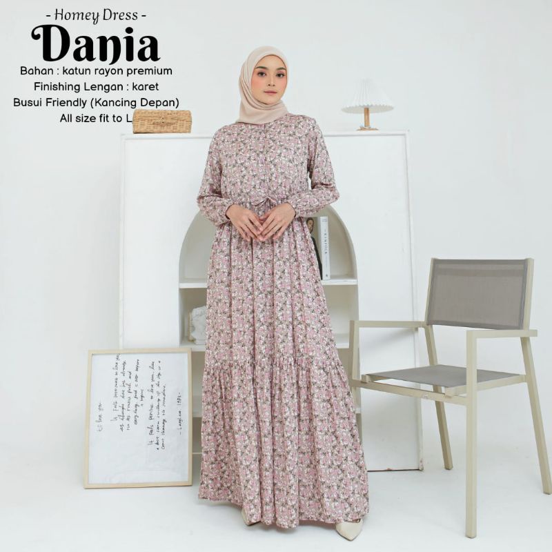 Termurah - Gamis Dewasa Jumbo Homey Dress Dania Dress Murah Motif Bahan Katun Rayon Premium Nyaman Dipakai | Bisa Cod