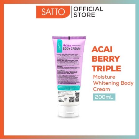 Satto Triple Moisture Whitening Body Cream Acaiberry  200 ml