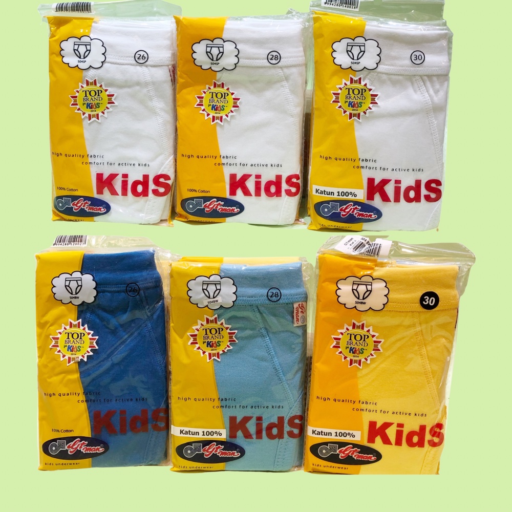 Celana Dalam Anak laki-laki GTMAN 504 Isi-1 Putih|warna