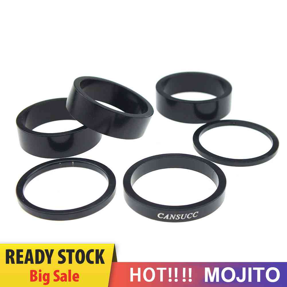 Cansucc 6pcs / Set Gasket Spacer Headset Fork Depan Sepeda Ukuran 2 / 3 / 5 / 10mm