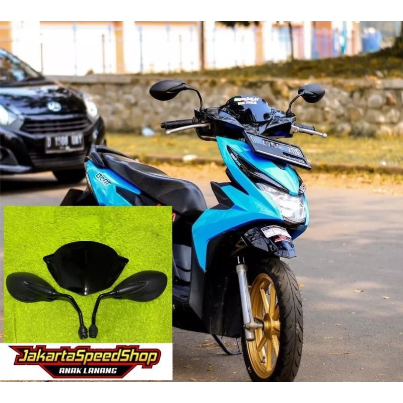 Paket spion x1 pnp honda beat esp plus visor bahan akrilik universal pnp